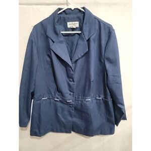 Chad's Place Navy Blue Blazer Jacket Womens 22WP Made in USA Plus Petite Vtg 90s